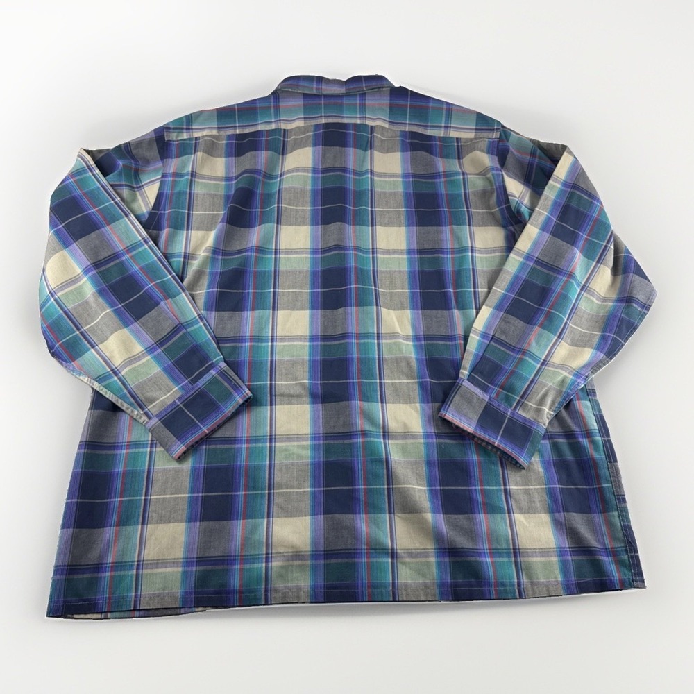 Vintage Arrow Sport Long Sleeve Shirt Mens XL Blue Plaid Button Up Casual 90s - Picture 3 of 7